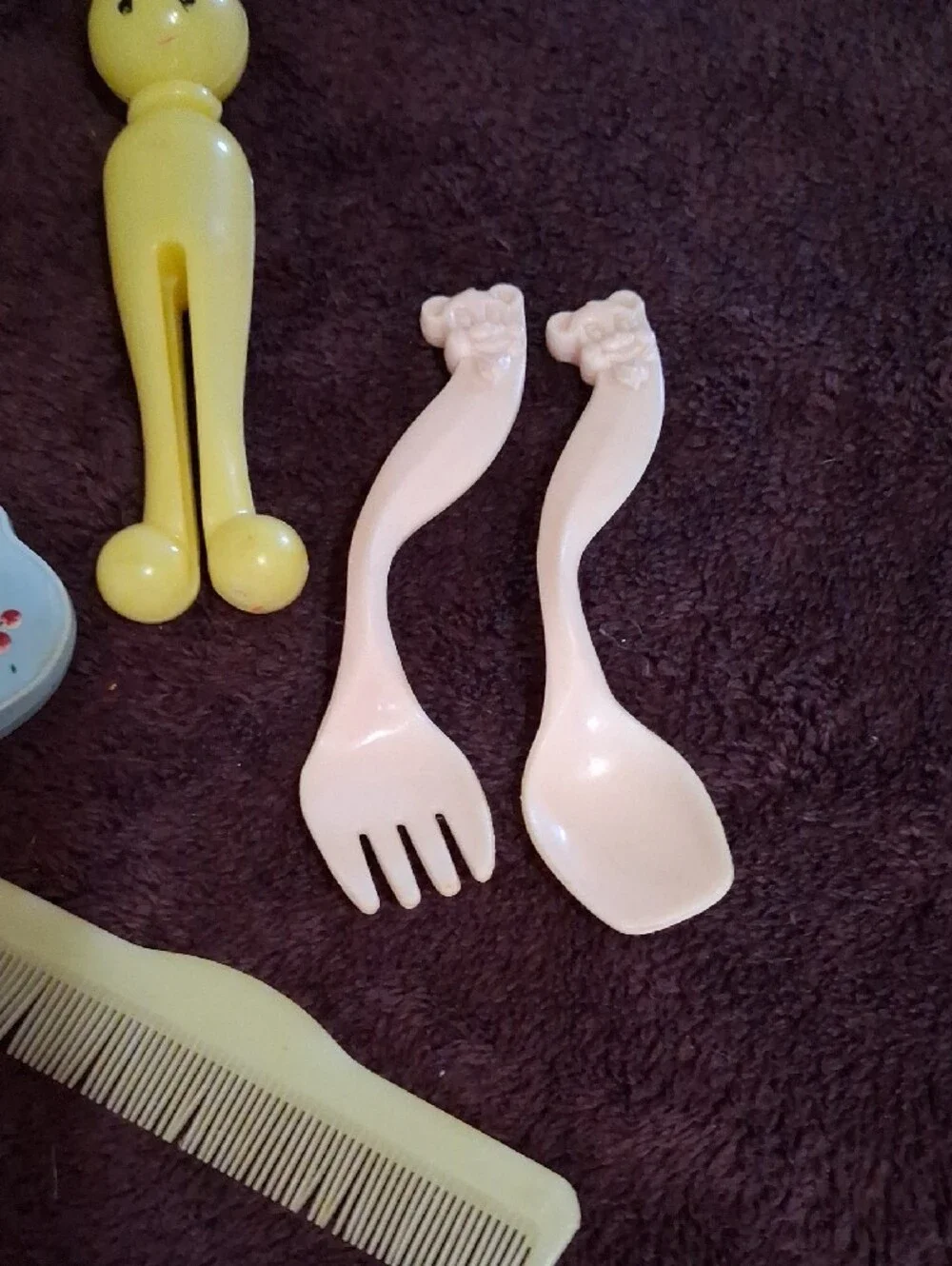 Antique Baby Rattles Etc - Pastel Pink, Yellow, Blue, Cream Accessories